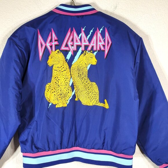 Def Leppard Youth Bomber Jacket Size 14/16 Navy Blue Polyester NWT - Picture 10 of 11